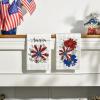 Artoid Mode Red Daisy America Patriotic 4th of July Kitchen Towels Dish Towels, 18×26 Inch Eucalyptus Memorial Day Decoration Hand Towels Set of 2