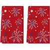 Artoid Mode Fireworks Stars Patriotic 4th of July Kitchen Towels Dish Towels, 18×26 Inch Farmhouse Memorial Day Decoration Hand Towels Set of 2(Red)