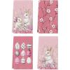 Artoid Mode Pink Rabbit Bunny Eggs Happy Easter Flowers Kitchen Towels Dish Towels, 18×26 Inch Seasonal Spring Decoration Cleaning Set of 4(Pink)