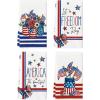 Artoid Mode Stripes American Flag Vase Windmill 4th of July Kitchen Towels Dish Towels, 18×26 Inch Patriotic Memorial Day Decor Hand Towels Set of 4