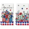 Artoid Mode Vase Flowers American Patriotic 4th of July Kitchen Towels Dish Towels, 18×26 Inch Flag Memorial Day Decoration Hand Towels Set of 2