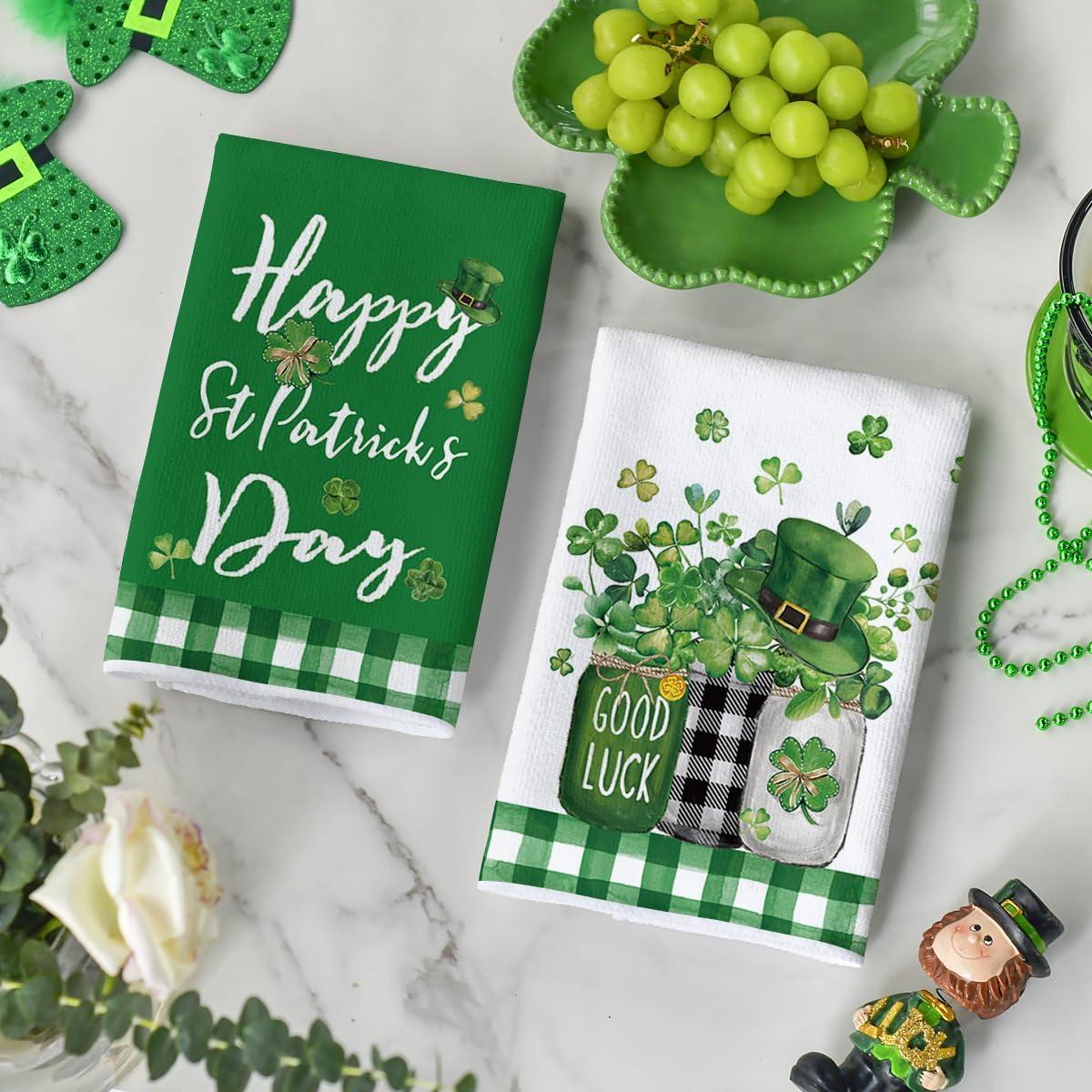 image:imageArtoid Mode Buffalo Plaid Shamrock St Patricks Day Kitchen Towels Dish Towels 18x26 Inch Farmhouse Spring Decoration Hand Towels Set of 4
