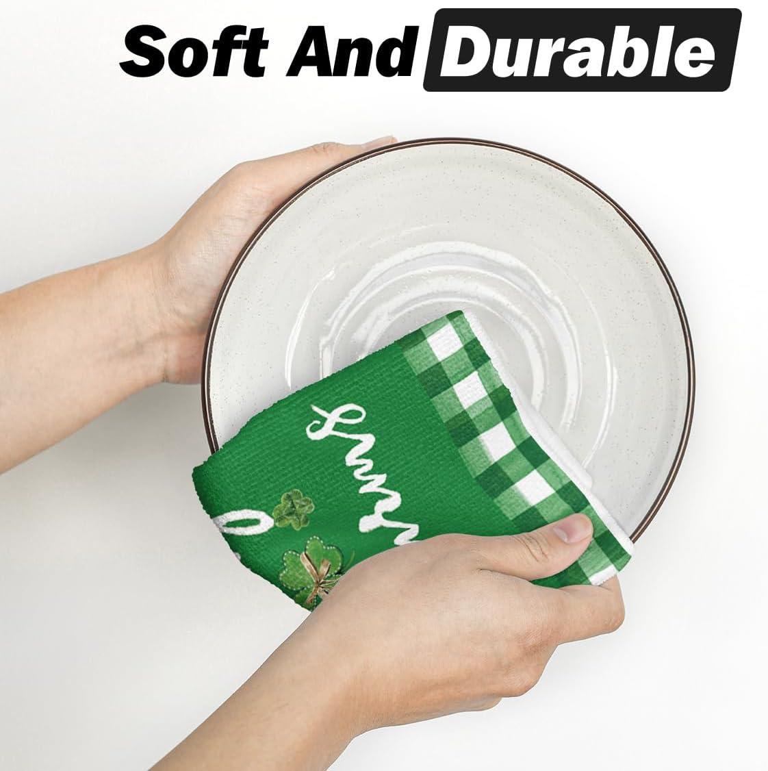 image:imageArtoid Mode Buffalo Plaid Shamrock St Patricks Day Kitchen Towels Dish Towels 18x26 Inch Farmhouse Spring Decoration Hand Towels Set of 4