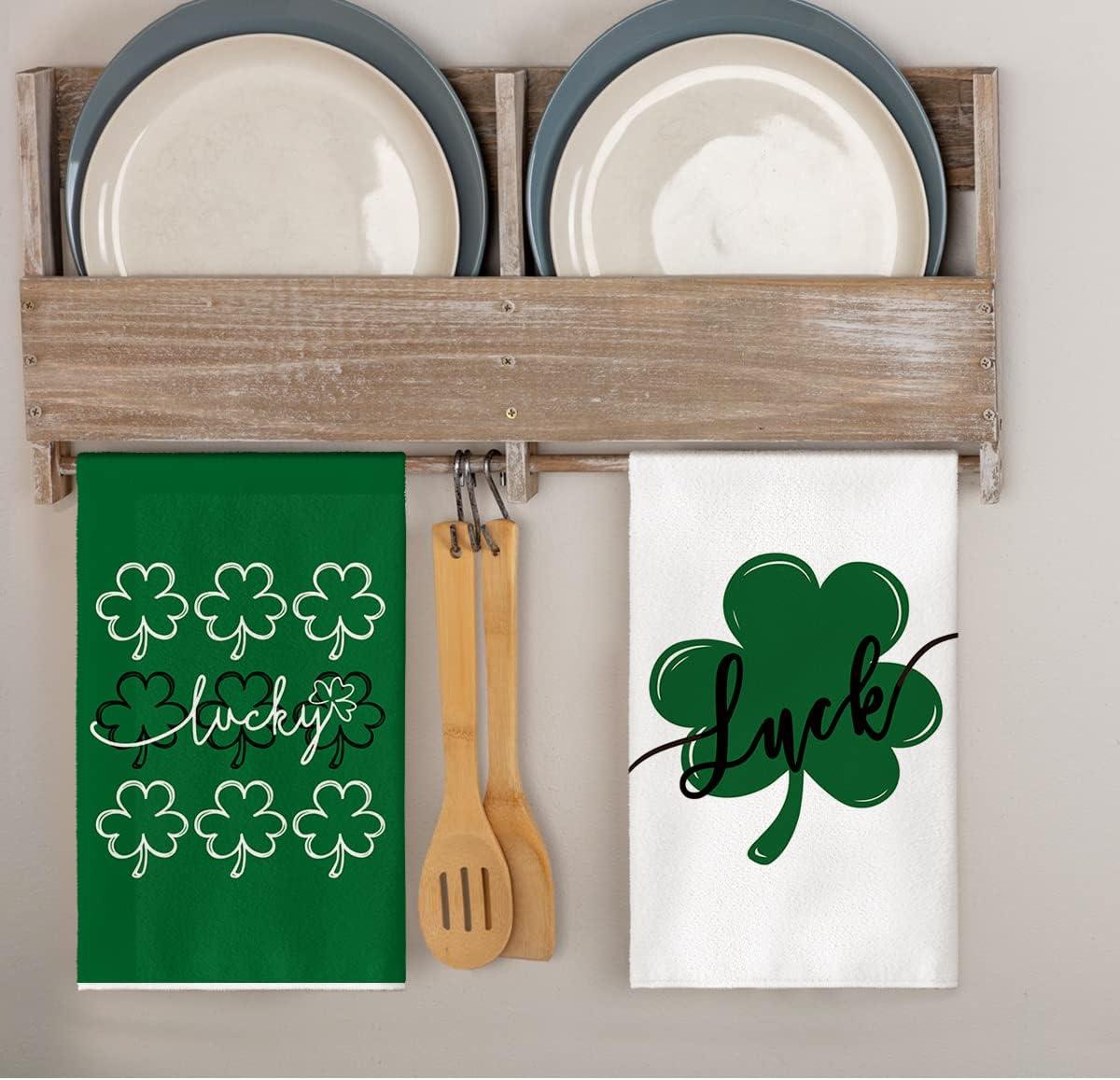 image:imageArtoid Mode Green Clover Shamrock Lucky St Patricks Day Kitchen Towels Dish Towels 18x26 Inch Seasonal Decoration Hand Towels Set of 4Green