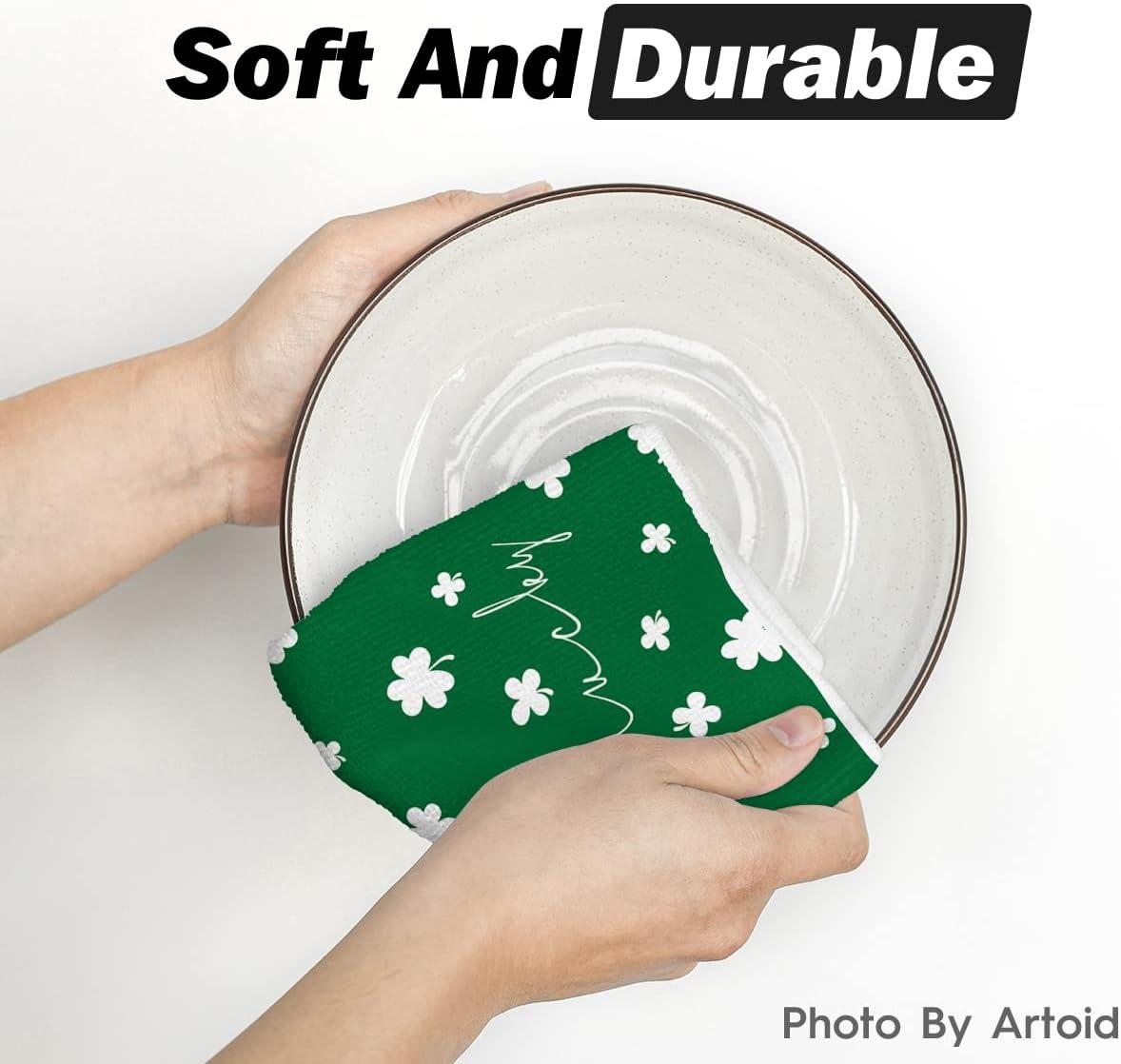 image:imageArtoid Mode Green Clover Shamrock Lucky St Patricks Day Kitchen Towels Dish Towels 18x26 Inch Seasonal Decoration Hand Towels Set of 4Green