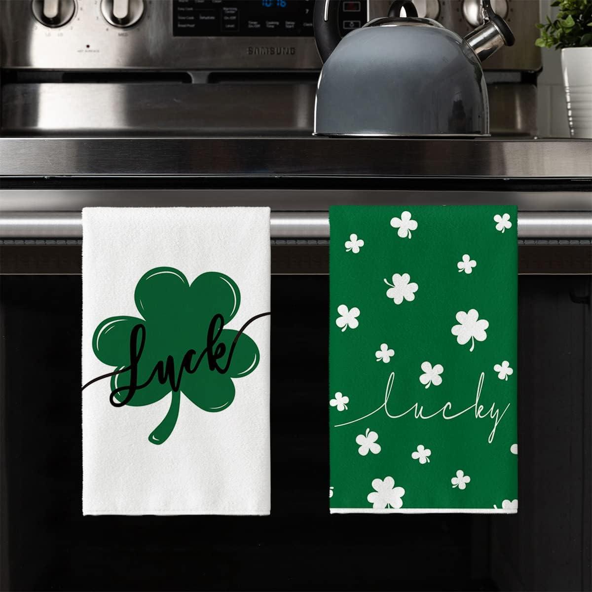 image:imageArtoid Mode Green Clover Shamrock Lucky St Patricks Day Kitchen Towels Dish Towels 18x26 Inch Seasonal Decoration Hand Towels Set of 4Green