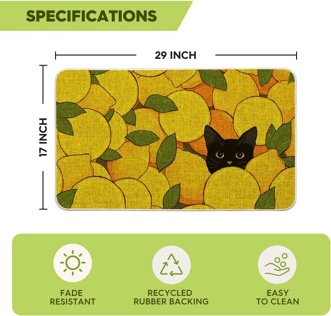 image:imageArtoid Mode Lemons Cat Summer Doormat Home Decor LowProfile Switch Rug Door Mat Floor Mat for Indoor Outdoor 17x29 Inch