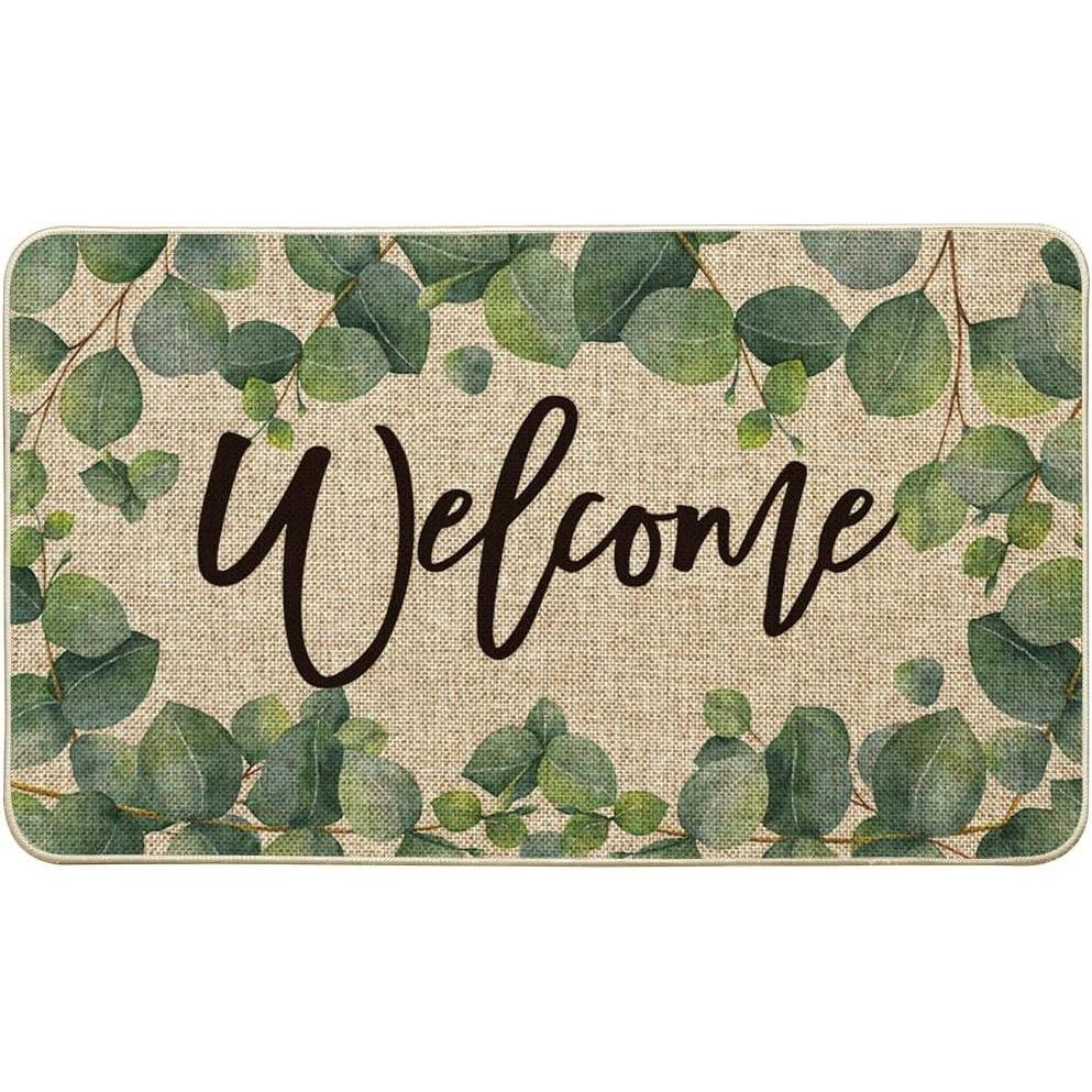 image:imageArtoid Mode Eucalyptus Summer Welcome Doormat Seasonal Spring Summer LowProfile Yard Floor Switch Mat for Indoor Outdoor 17 x 29 Inch