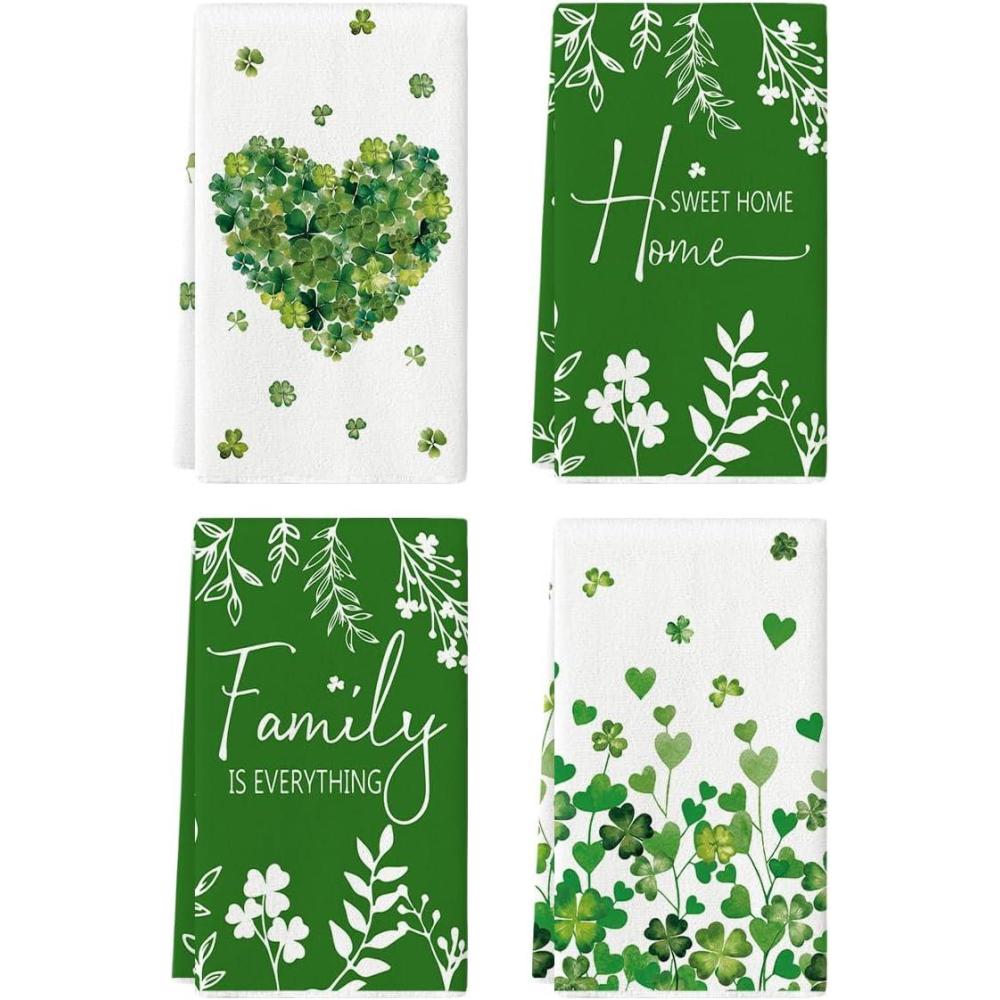 image:imageArtoid Mode Heart Irish Leaves Home Sweet Home St Patricks Day Kitchen Towels Dish Towels 18x26 Inch Farmhouse Spring Decoration Cleaning Set of 4