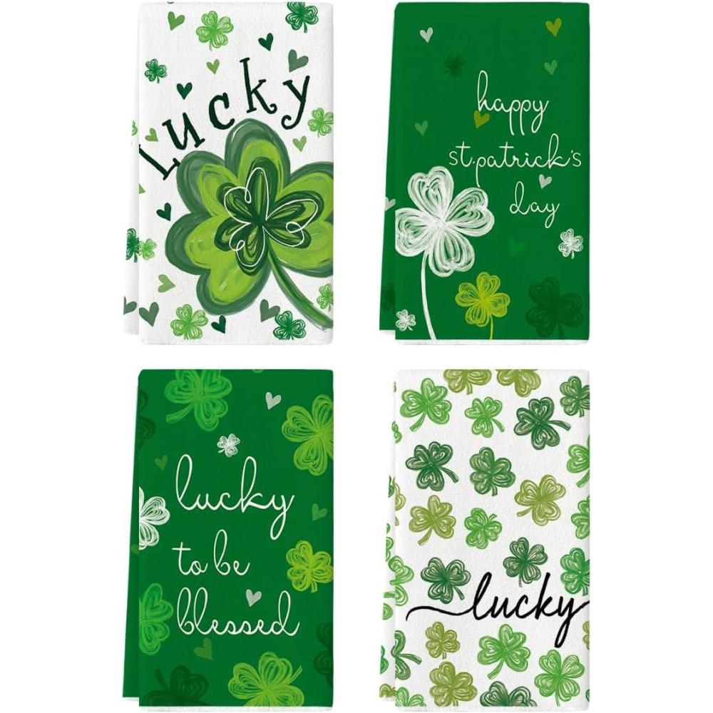 image:imageArtoid Mode Shamrock Heart Lucky Happy St Patricks Day Kitchen Towels Dish Towels 18x26 Inch Farmhouse Spring Decoration Cleaning Set of 4