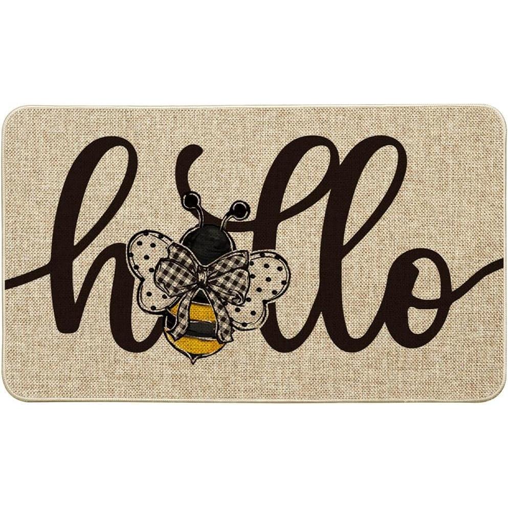 image:imageArtoid Mode Yellow Hello Bee Summer Doormat Home Decor LowProfile Switch Rug Door Mat Floor Mat for Indoor Outdoor 17x29 InchBeige