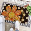 Artoid Mode Black Dots Flower Summer Doormat, Home Decor Low-Profile Switch Rug Door Mat Floor Mat for Indoor Outdoor 17×29 Inch(Black)