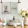 Artoid Mode Buffalo Plaid Rabbit Bunny Flower Easter Kitchen Towels Dish Towels, 18×26 Inch Spring Farmhouse Holiday Decoration Hand Towels Set of 4