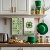 Artoid Mode Checkered Lace Clover Shamrock St.Patrick’s Day Kitchen Dish Towels, 18×26 Inch Farmhouse Holiday Decoration Cleaning Set of 2