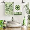 Artoid Mode Checkered Lace Clover Shamrock St.Patrick’s Day Kitchen Dish Towels, 18×26 Inch Farmhouse Holiday Decoration Cleaning Set of 2