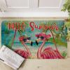 Artoid Mode Flamingo Coconut Tree Hello Summer Doormat, Home Decor Low-Profile Switch Rug Door Mat Floor Mat for Indoor Outdoor 17×29 Inch