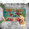 Artoid Mode Flamingo Coconut Tree Hello Summer Doormat, Home Decor Low-Profile Switch Rug Door Mat Floor Mat for Indoor Outdoor 17×29 Inch
