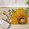 Artoid Mode Sunflower Bee Welcome Summer Doormat, Spring Home Decor Low-Profile Switch Rug Door Mat Floor Mat for Indoor Outdoor 17×29 Inch(Yellow)