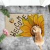Artoid Mode Sunflower Bee Welcome Summer Doormat, Spring Home Decor Low-Profile Switch Rug Door Mat Floor Mat for Indoor Outdoor 17×29 Inch(Yellow)