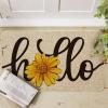 Artoid Mode Yellow Hello Sunflower Summer Doormat, Home Decor Low-Profile Switch Rug Door Mat Floor Mat for Indoor Outdoor 17×29 Inch(Beige)