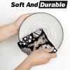 Artoid Mode Yellow Stripe Polka dots Rabbit Bunny Easter Kitchen Towels Dish Towels, 18×26 Inch Seasonal Spring Decoration Cleaning Set of 4(Black)