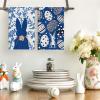 Artoid Mode Yellow Stripe Polka dots Rabbit Bunny Easter Kitchen Towels Dish Towels, 18×26 Inch Seasonal Spring Decoration Cleaning Set of 4(Blue)
