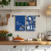 Artoid Mode Yellow Stripe Polka dots Rabbit Bunny Easter Kitchen Towels Dish Towels, 18×26 Inch Seasonal Spring Decoration Cleaning Set of 4(Blue)