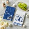 Artoid Mode Yellow Stripe Polka dots Rabbit Bunny Easter Kitchen Towels Dish Towels, 18×26 Inch Seasonal Spring Decoration Cleaning Set of 4(Blue)