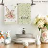 Artoid Mode Yellow Stripe Polka dots Rabbit Bunny Easter Kitchen Towels Dish Towels, 18×26 Inch Seasonal Spring Decoration Cleaning Set of 4(Green)