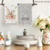 Artoid Mode Yellow Stripe Polka dots Rabbit Bunny Easter Kitchen Towels Dish Towels, 18×26 Inch Seasonal Spring Decoration Cleaning Set of 4(Grey)