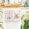 Artoid Mode Yellow Stripe Polka dots Rabbit Bunny Easter Kitchen Towels Dish Towels, 18×26 Inch Seasonal Spring Decoration Cleaning Set of 4(Pink)