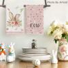Artoid Mode Yellow Stripe Polka dots Rabbit Bunny Easter Kitchen Towels Dish Towels, 18×26 Inch Seasonal Spring Decoration Cleaning Set of 4(Pink)