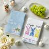 Artoid Mode Yellow Stripe Polka dots Rabbit Bunny Easter Kitchen Towels Dish Towels, 18×26 Inch Seasonal Spring Decoration Cleaning Set of 4(Pink/Beige)