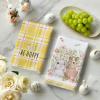 Artoid Mode Yellow Stripe Polka dots Rabbit Bunny Easter Kitchen Towels Dish Towels, 18×26 Inch Seasonal Spring Decoration Cleaning Set of 4(Yellow)
