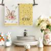 Artoid Mode Yellow Stripe Polka dots Rabbit Bunny Easter Kitchen Towels Dish Towels, 18×26 Inch Seasonal Spring Decoration Cleaning Set of 4(Yellow)