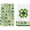 Artoid Mode Checkered Lace Clover Shamrock St.Patrick’s Day Kitchen Dish Towels, 18×26 Inch Farmhouse Holiday Decoration Cleaning Set of 2