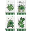 Artoid Mode Heart Shamrock Bow Vase Car Lucky St. Patrick’s Day Kitchen Towels Dish Towels, 18×26 Inch Farmhouse Spring Decoration Cleaning Set of 4