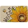 Artoid Mode Sunflower Bee Welcome Summer Doormat, Spring Home Decor Low-Profile Switch Rug Door Mat Floor Mat for Indoor Outdoor 17×29 Inch(Yellow)