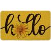 Artoid Mode Yellow Hello Sunflower Summer Doormat, Home Decor Low-Profile Switch Rug Door Mat Floor Mat for Indoor Outdoor 17×29 Inch(Yellow)