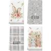 Artoid Mode Yellow Stripe Polka dots Rabbit Bunny Easter Kitchen Towels Dish Towels, 18×26 Inch Seasonal Spring Decoration Cleaning Set of 4(Grey)
