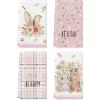 Artoid Mode Yellow Stripe Polka dots Rabbit Bunny Easter Kitchen Towels Dish Towels, 18×26 Inch Seasonal Spring Decoration Cleaning Set of 4(Pink)