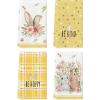 Artoid Mode Yellow Stripe Polka dots Rabbit Bunny Easter Kitchen Towels Dish Towels, 18×26 Inch Seasonal Spring Decoration Cleaning Set of 4(Yellow)