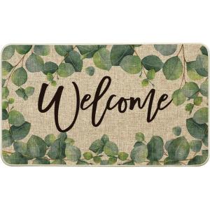 Artoid Mode Eucalyptus Summer Welcome Doormat, Seasonal Spring Summer Low-Profile Yard Floor Switch Mat for Indoor Outdoor 17 x 29 Inch