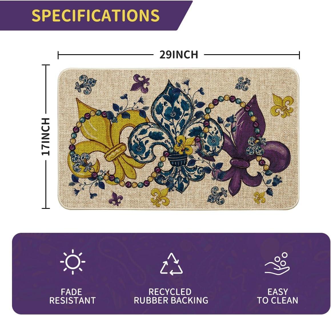 image:imageArtoid Mode Beads Irises Mardi Gras Doormat Carnival Home Decor Switch Rug LowProfile Door Mat Floor Mat for Indoor Outdoor 17x29 Inch