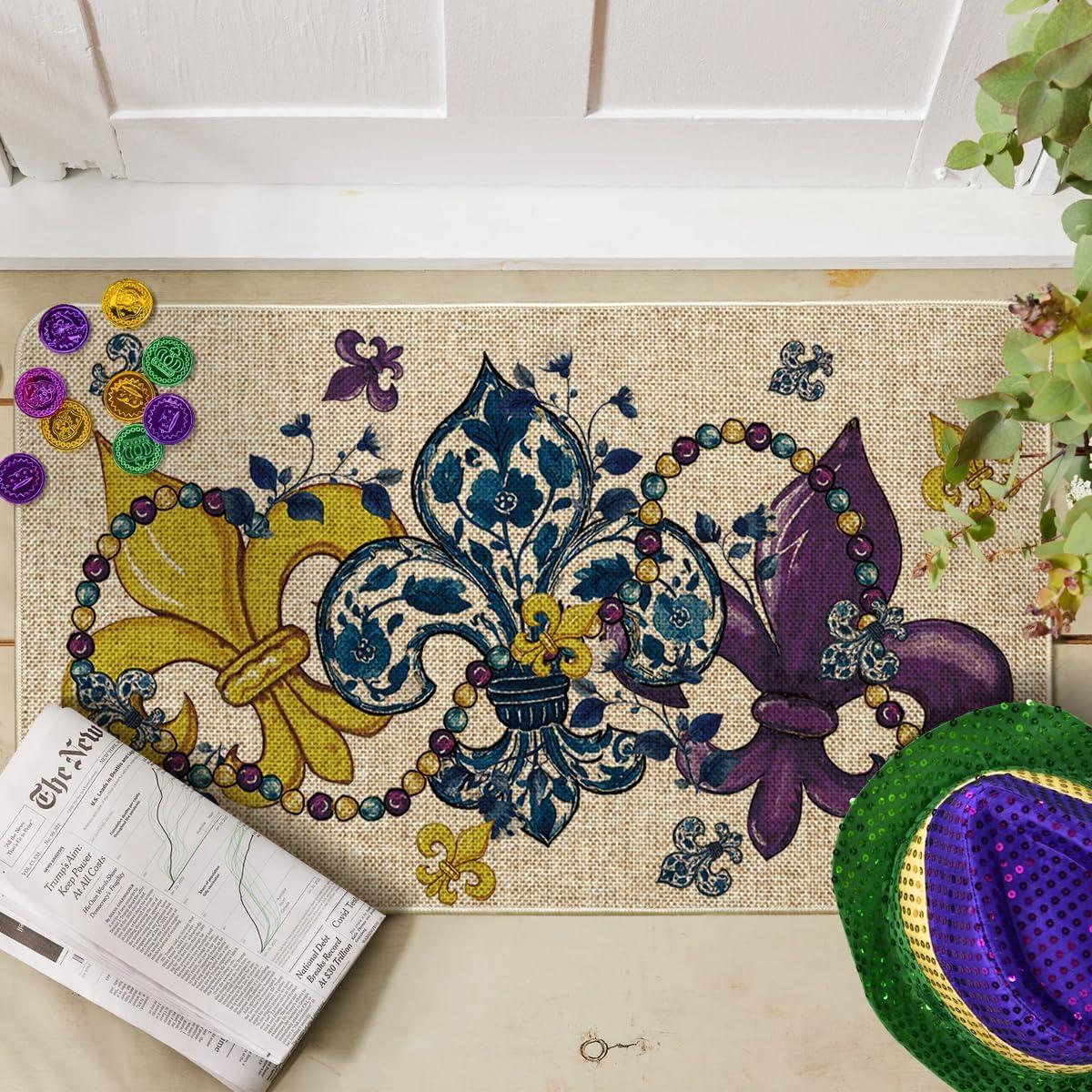 image:imageArtoid Mode Beads Irises Mardi Gras Doormat Carnival Home Decor Switch Rug LowProfile Door Mat Floor Mat for Indoor Outdoor 17x29 Inch
