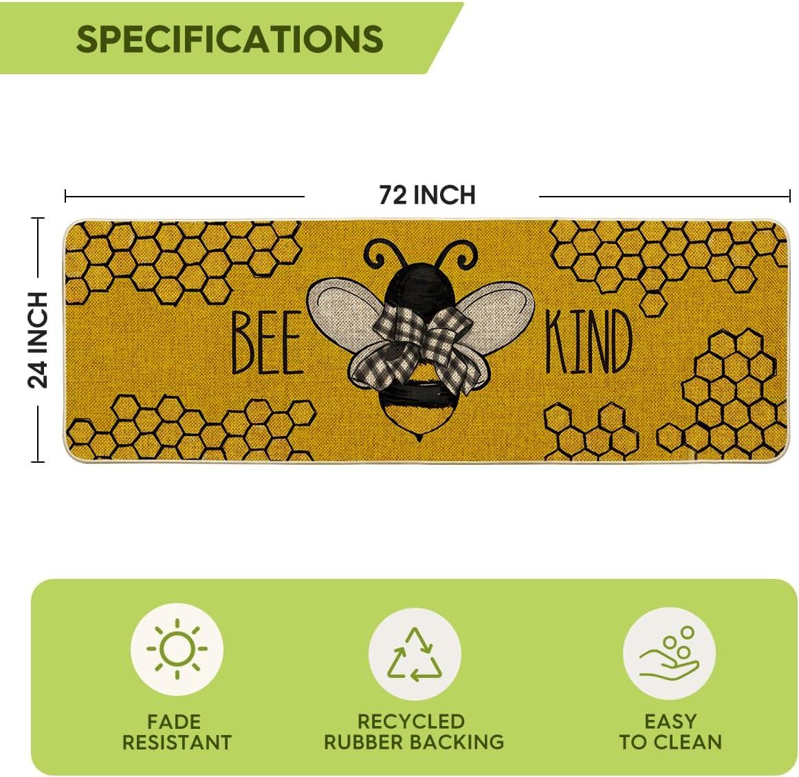 image:imageArtoid Mode Bee Kind Bow Tie Yellow Spring Doormat Seasonal Summer Home Decor LowProfile Switch Rug Door Mat Floor Mat for Indoor Outdoor 17x29 InchYellow