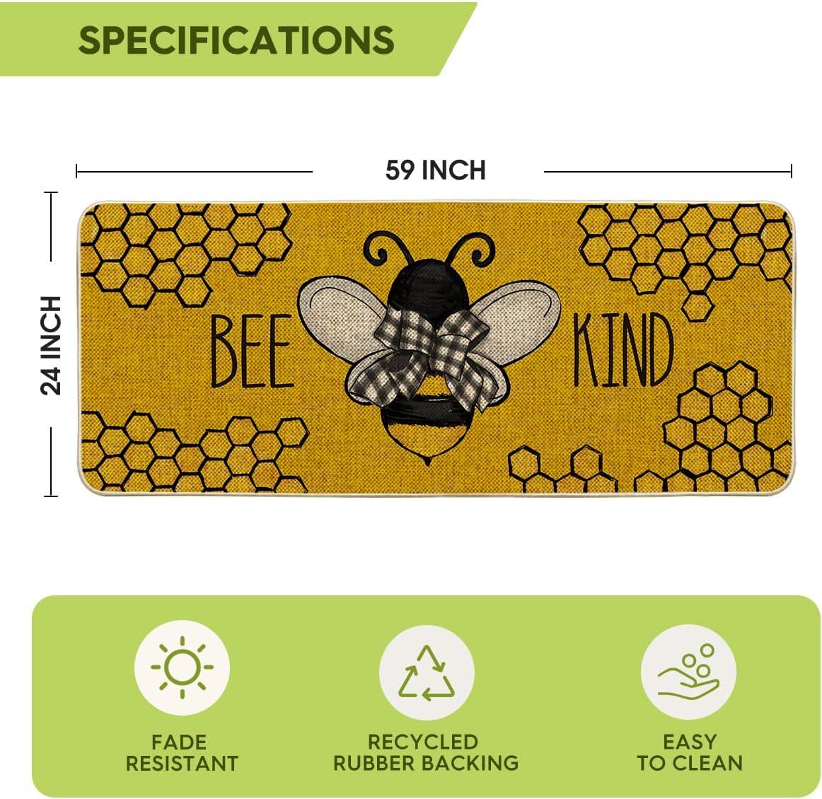 image:imageArtoid Mode Bee Kind Bow Tie Yellow Spring Doormat Seasonal Summer Home Decor LowProfile Switch Rug Door Mat Floor Mat for Indoor Outdoor 17x29 InchYellow