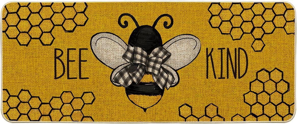 image:imageArtoid Mode Bee Kind Bow Tie Yellow Spring Doormat Seasonal Summer Home Decor LowProfile Switch Rug Door Mat Floor Mat for Indoor Outdoor 17x29 InchYellow