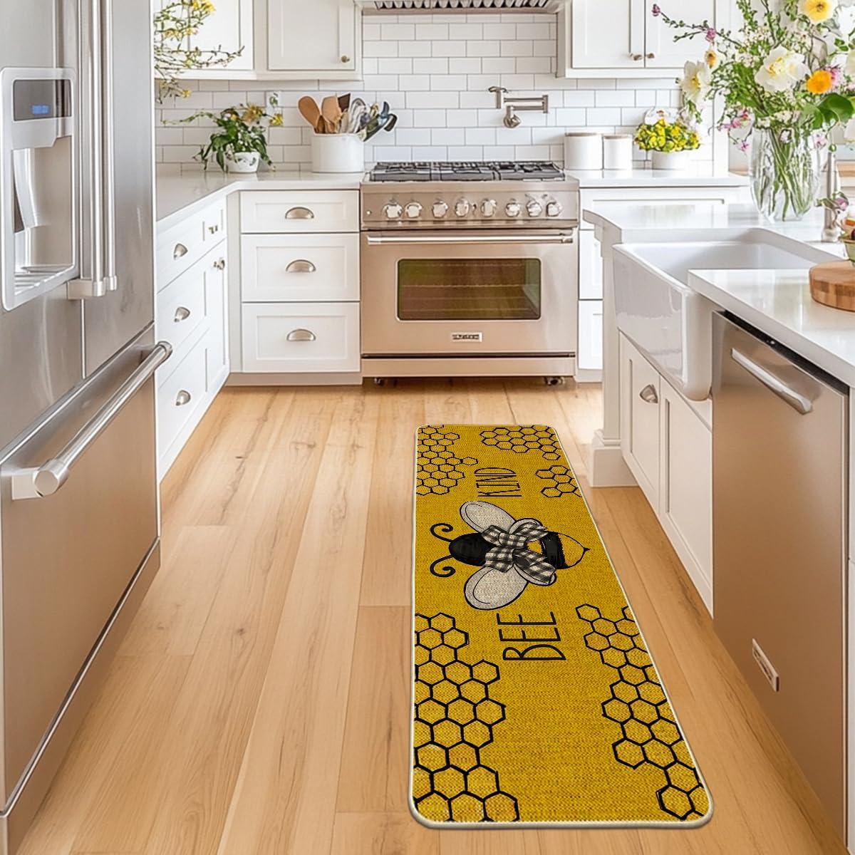 image:imageArtoid Mode Bee Kind Bow Tie Yellow Spring Doormat Seasonal Summer Home Decor LowProfile Switch Rug Door Mat Floor Mat for Indoor Outdoor 17x29 InchYellow