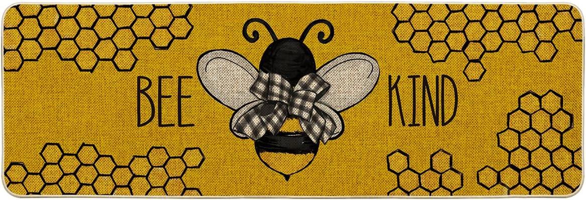 image:imageArtoid Mode Bee Kind Bow Tie Yellow Spring Doormat Seasonal Summer Home Decor LowProfile Switch Rug Door Mat Floor Mat for Indoor Outdoor 17x29 InchYellow